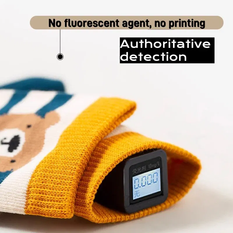 Color: Blue, Size: 10-12T - 5 Pairs Children's Socks Autumn Calf Cotton Socks Kids Boys Cartoon Bear Socks Spring Autumn Sock