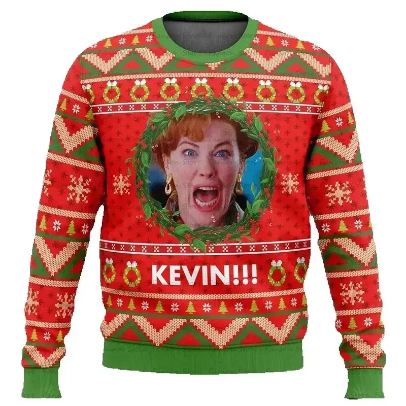 Color: Fuchsia, Size: XL, Ships From: CHINA - Merry Christmas alone at home Ugly Christmas sweater cartoon animation Men's pullover 2026 fashionable couple shirts Sweatshirt