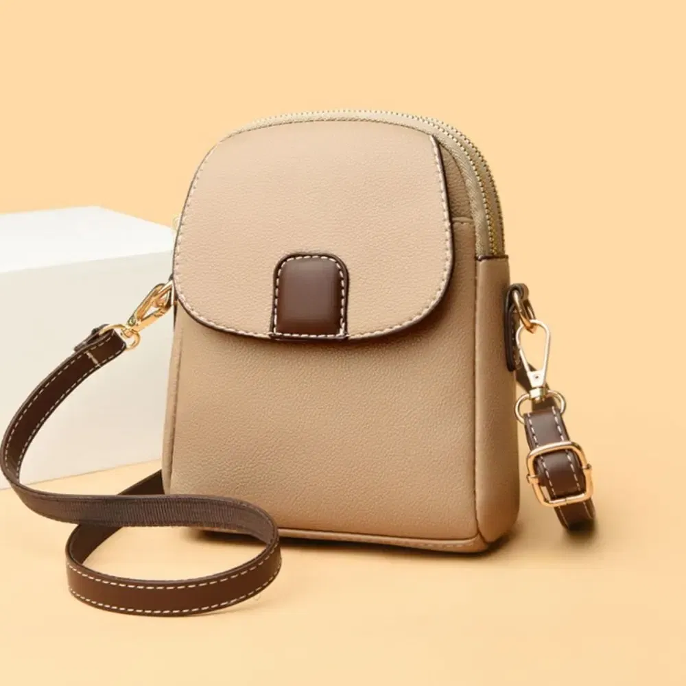 Color: Brown - Mini Square Bags Bag Versatile Crossbody Shoulder Bag Casual Trendy Leather Bag Cellphone Bag for Women Girl