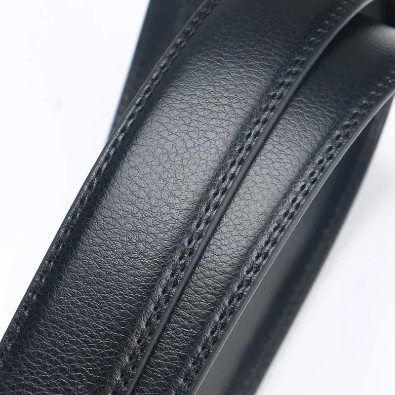 Color: Dark Brown, Belt Length: 120cm - Men No Buckle 3.5cm Wide 130 140 150 160 170 cm Large Plus Size Belt Straps No Buckle for Automatic Buckle Genuine Leather Belts
