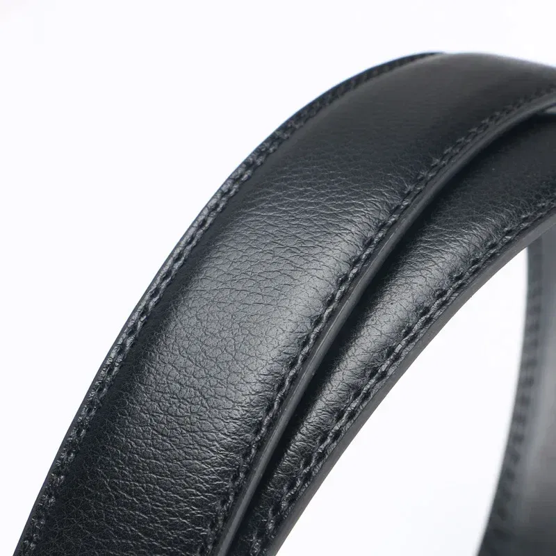 Color: Dark Brown, Belt Length: 120cm - Men No Buckle 3.5cm Wide 130 140 150 160 170 cm Large Plus Size Belt Straps No Buckle for Automatic Buckle Genuine Leather Belts