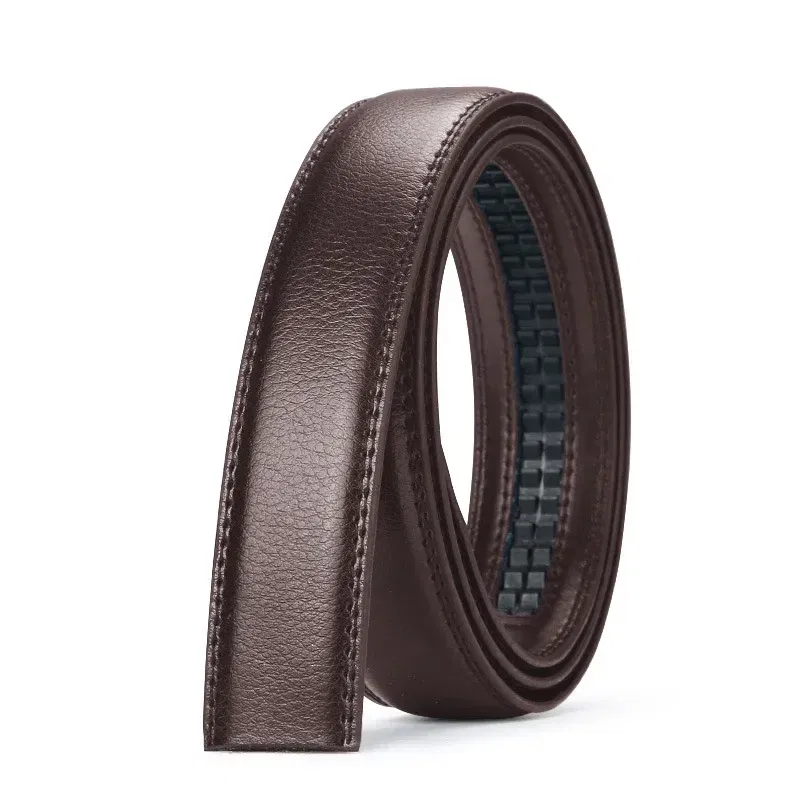 Color: Dark Brown, Belt Length: 120cm - Men No Buckle 3.5cm Wide 130 140 150 160 170 cm Large Plus Size Belt Straps No Buckle for Automatic Buckle Genuine Leather Belts