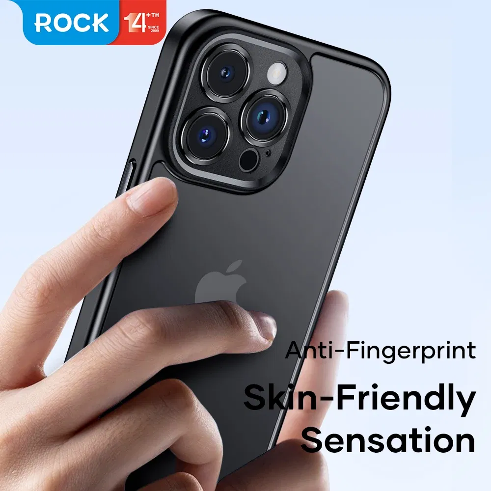Color: GRAY, Material: Cotton Fabric - ROCK Translucent Case for iPhone 15 Pro Max Cover 2023 Anti-knock Matte TPU Bumper Case for iPhone 15 Pro 15 Plus PC Back Cover