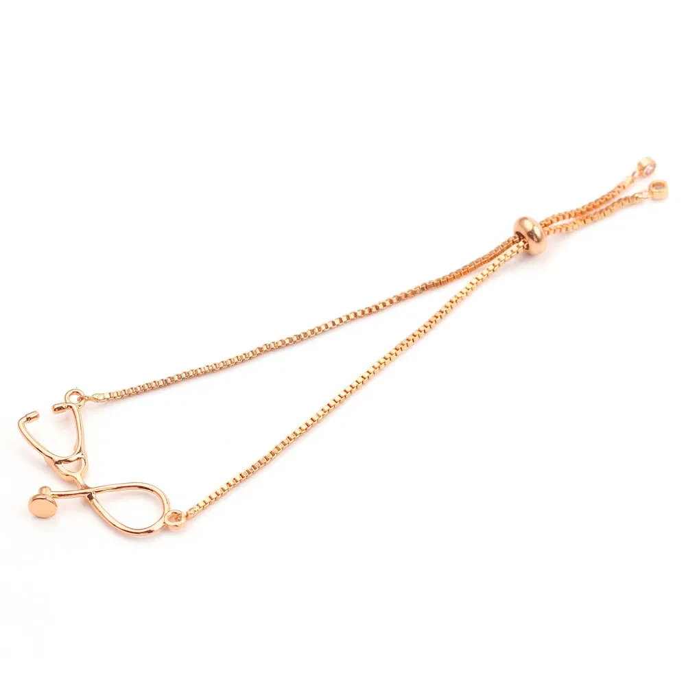 Metal Color: REDDISH BROWN, Ships From: CHINA, Length: 24cm - Medical Stethoscope Bracelet Adjustable Chain Jewelry Gift For Doctor Medical Friends Charm Women Men Bracelets
