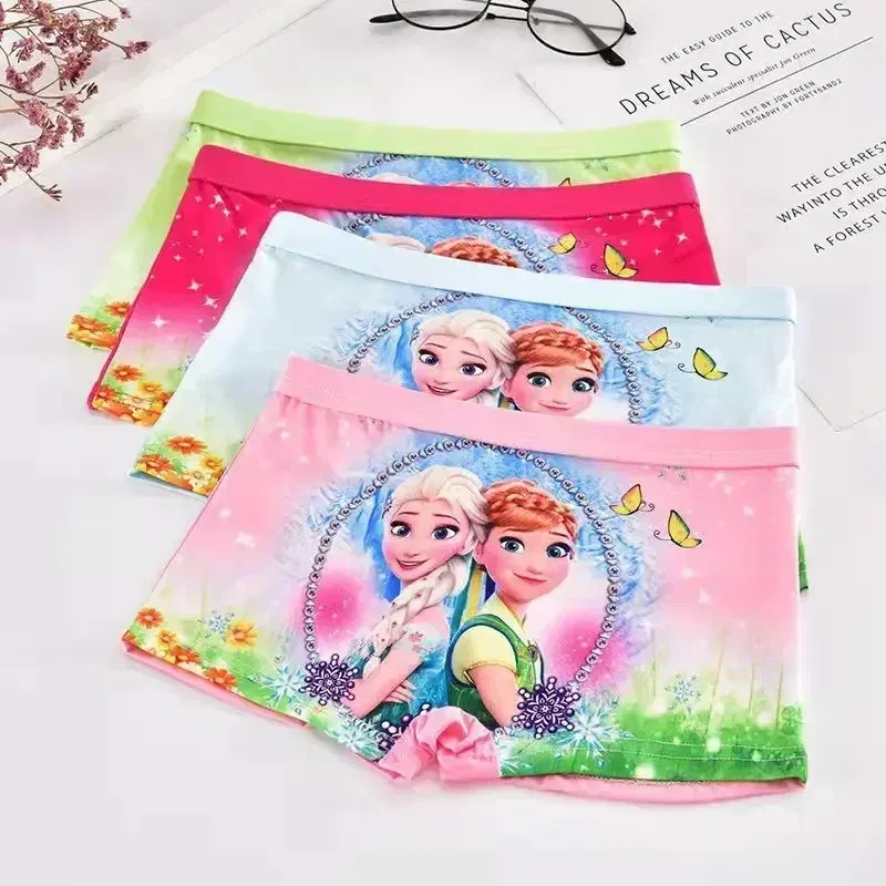 Color: black, Kid Size: 6 - 4pcs Disney Spiderman Children's Panties Cartoon Cotton Avenger Boys Boxers Frozen Girls Underwear Child Underpants