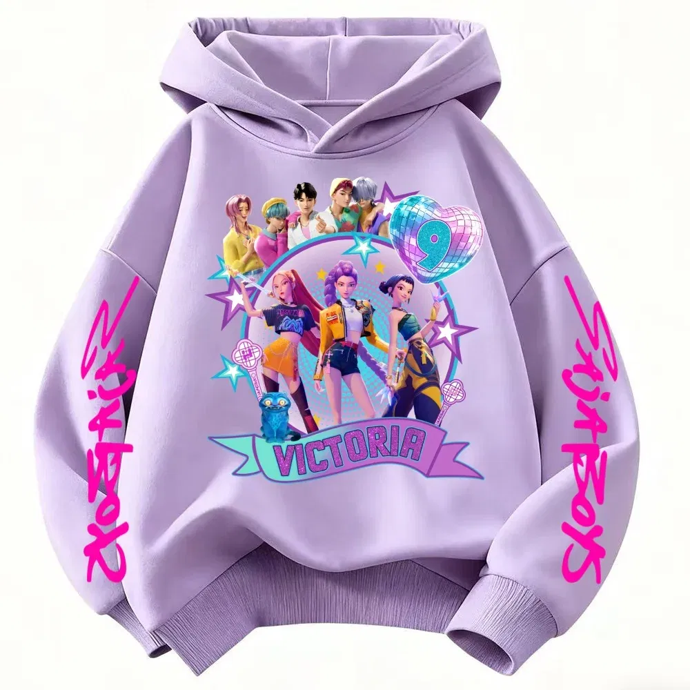 Color: Gold, Kid Size: 3T - Movie Kpop Demon Hunters Shining light ball Hoodie Men Women Cartoon Fashion Sweatshirt Male Casual boys&girls Pullover Hoodies