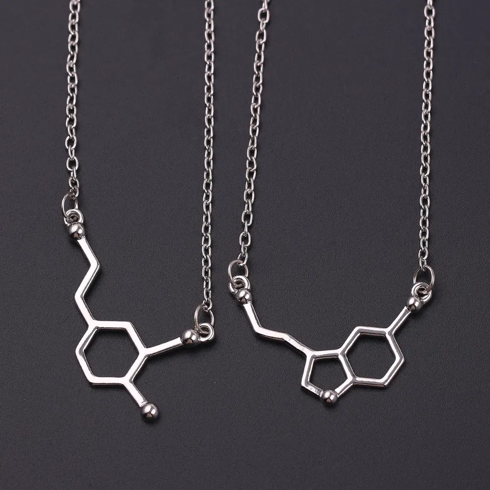 Metal Color: Light Yellow Gold Color, Ships From: CHINA - Dopamine Molecule Necklaces Chemical Formula Necklace Fashion Women Serotonin Structure Formula Pendant Graduation Gifts Jewelry