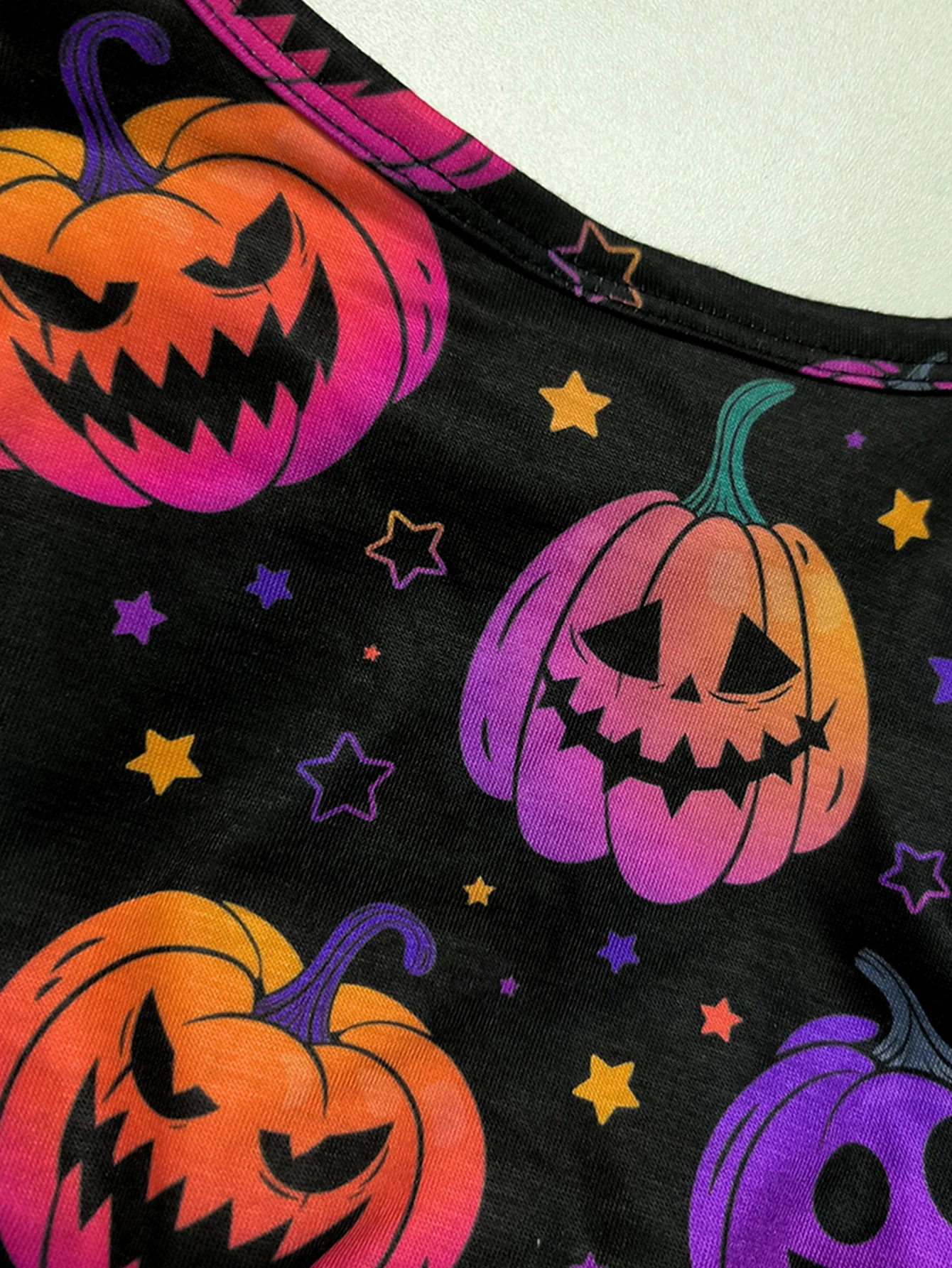 Color: PURPLE, Kid Size: 5 - Girl Halloween Dress Pumpkin Ghost Face Pattern Mesh With Ribbon Long Sleeved Girls Party Dresses 2-8 Children Halloween Costume