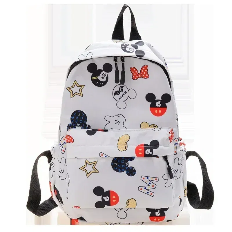 Color: Beige - MINISO Disney 2025 New Cute Cartoon Mickey & Minnie Portable Large Capacity Student Backpack Teenage Casual Fashion Schoolbag