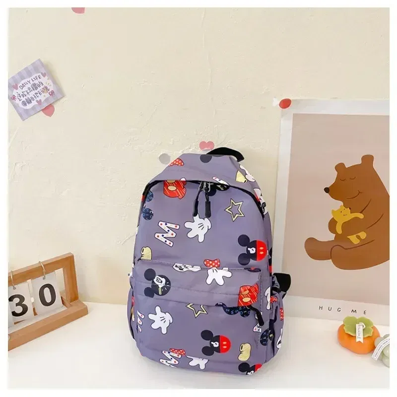 Color: Beige - MINISO Disney 2025 New Cute Cartoon Mickey & Minnie Portable Large Capacity Student Backpack Teenage Casual Fashion Schoolbag