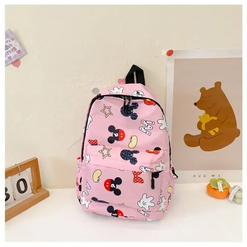 Color: Beige - MINISO Disney 2025 New Cute Cartoon Mickey & Minnie Portable Large Capacity Student Backpack Teenage Casual Fashion Schoolbag