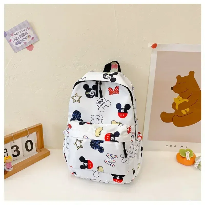 Color: Beige - MINISO Disney 2025 New Cute Cartoon Mickey & Minnie Portable Large Capacity Student Backpack Teenage Casual Fashion Schoolbag