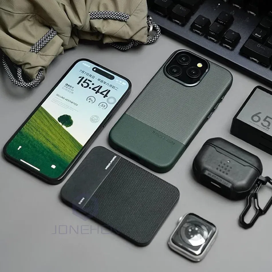 Color: Beige, Material: Silicon - Luxury Hit Color Wireless Charge For MagSafe Premium Leather Case For iPhone 16 Plus 15 14 13 Pro Max Alloy Len Shockproof Cover