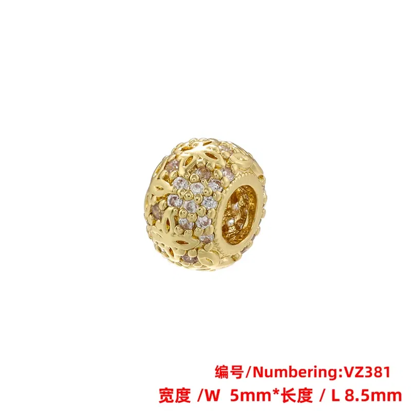 Color: WHITE - ZHUKOU Brass flowers beads for jewelry making Cubic zirconia diy handmade Bracelets jewelry making beads Jewelry materials VZ380