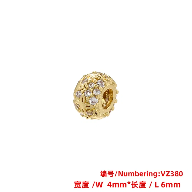 Color: WHITE - ZHUKOU Brass flowers beads for jewelry making Cubic zirconia diy handmade Bracelets jewelry making beads Jewelry materials VZ380