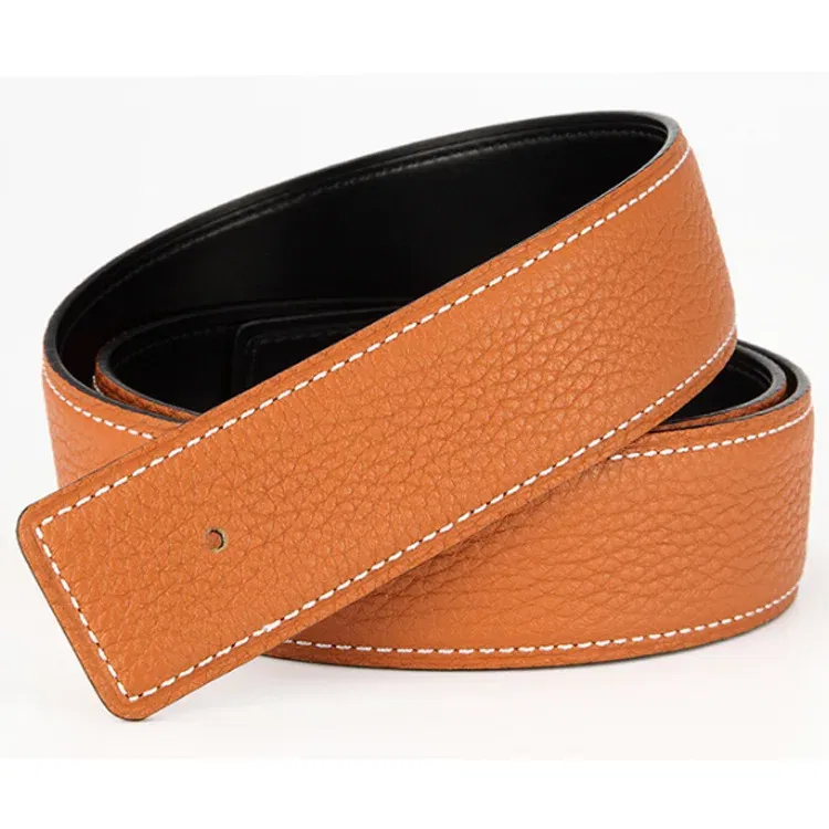 Color: Desert Camouflage, Belt Length: 120cm - 3.1cm No Buckle Belt Brand Belt Men High Quality Male Genuine Real Leather Strap forJeans Litchi grain Belt Cinturones Hombre