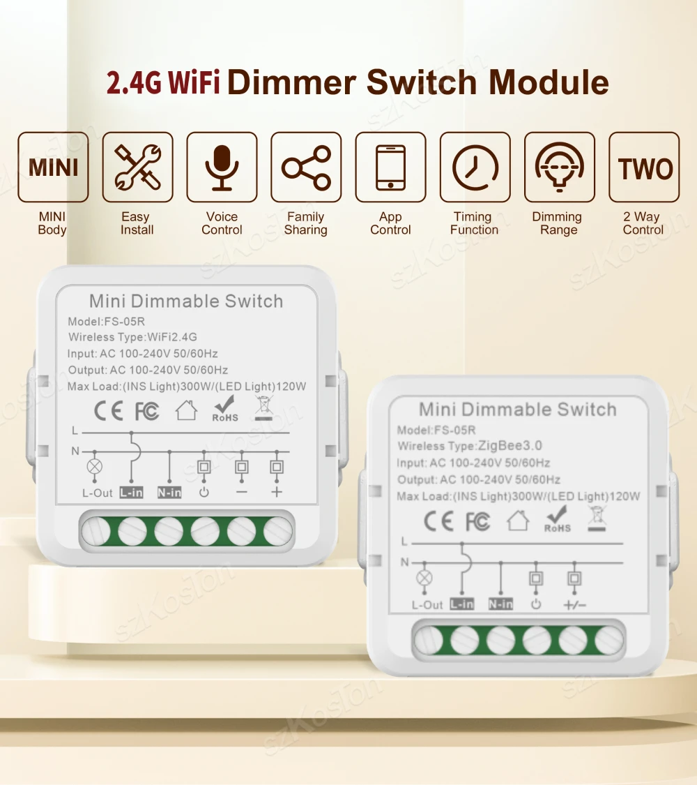 Color: Black - Tuya ZigBee WiFi Smart Dimmers Switch Module Supports 2 Way Control LED Lights Dimmable Switch Works with Alexa Google Home