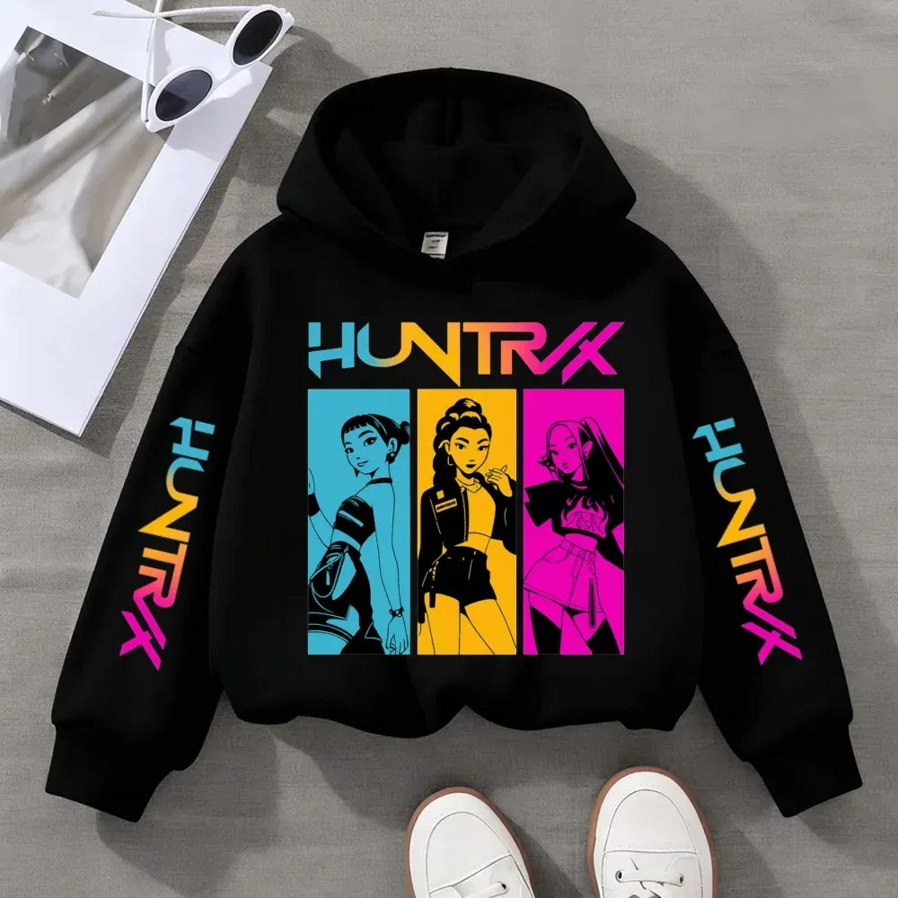 Color: SKY BLUE, Kid Size: 110 - KPOP Demon Hunters Children's Sweatshirt Girls' Clothes Girls' Sweatshirt autumn 2024 New Cute Fashion Hoodie
