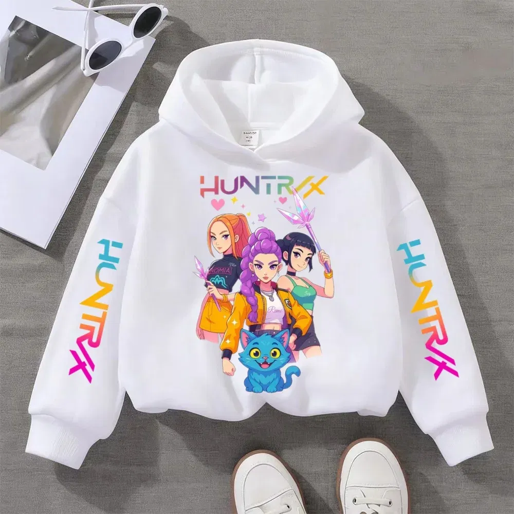 Color: SKY BLUE, Kid Size: 110 - KPOP Demon Hunters Children's Sweatshirt Girls' Clothes Girls' Sweatshirt autumn 2024 New Cute Fashion Hoodie