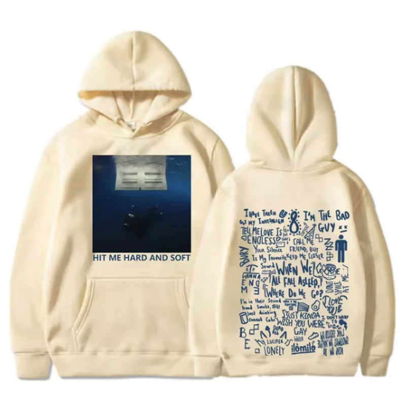 Color: Brown, Size: XXXL - 2024 Hit Me Hard and Soft Tour Hoodie Billie Hoodie Men's Hoodie Sudaderas Men's Casual Sports