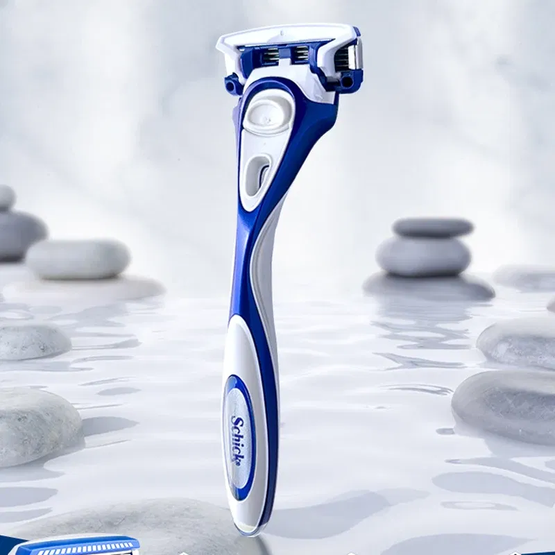 Color: Green - 1 Razor + 7 Blades Schick Hydro5 Safety Razor Blades Set Manual Comfortable Men Shaver Beard Shaving Hair Styling Free Shipping