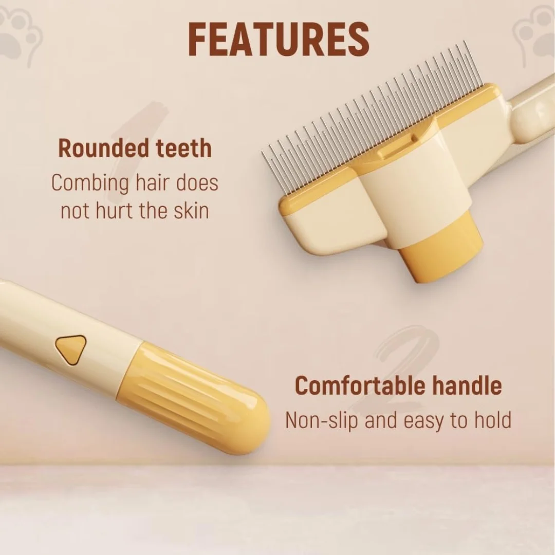 Color: Yellow - Cat Brush for Shedding, New Cat Deshedding Brush with Release Button, Cat Grooming Brush for Short and Long Haired Cats