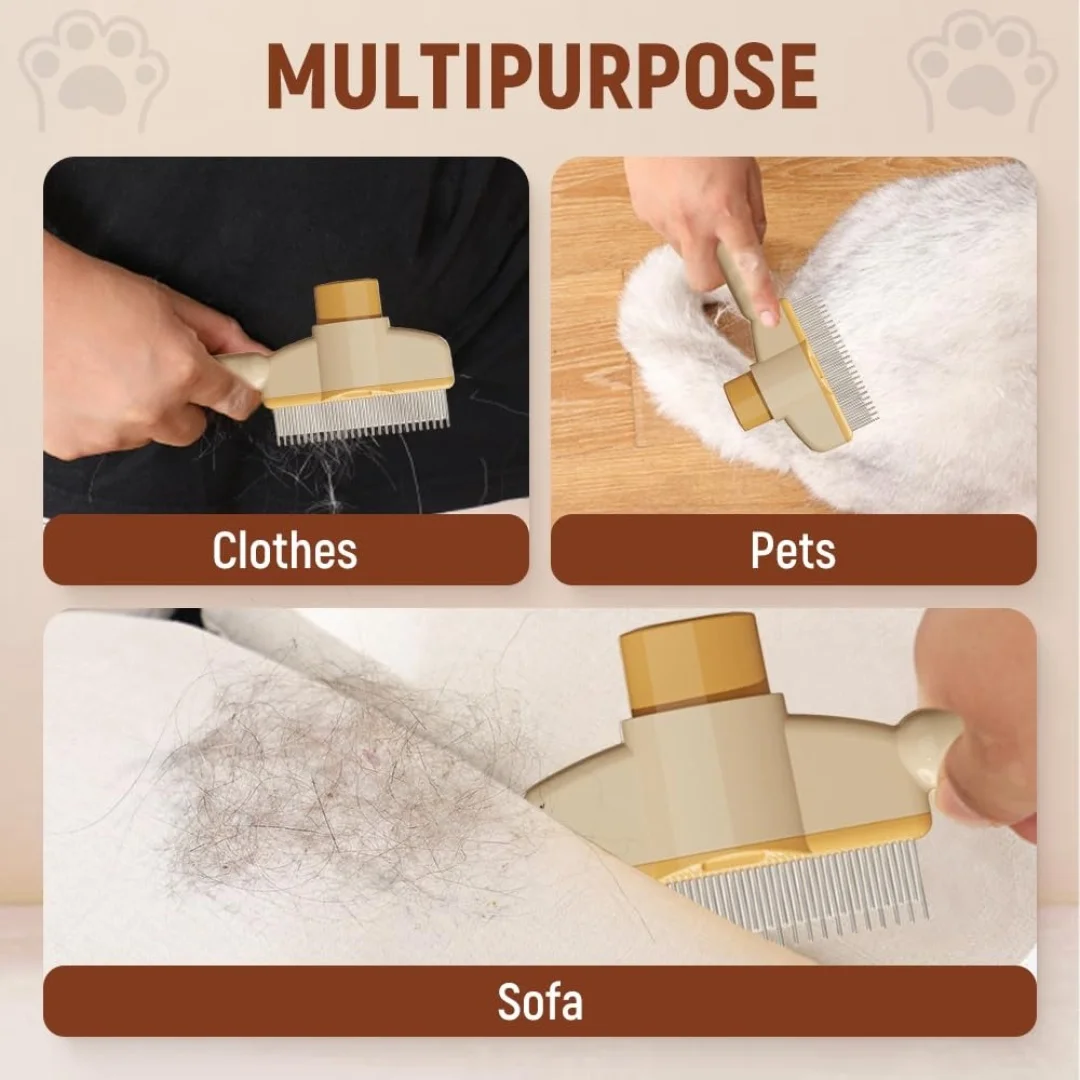 Color: Yellow - Cat Brush for Shedding, New Cat Deshedding Brush with Release Button, Cat Grooming Brush for Short and Long Haired Cats