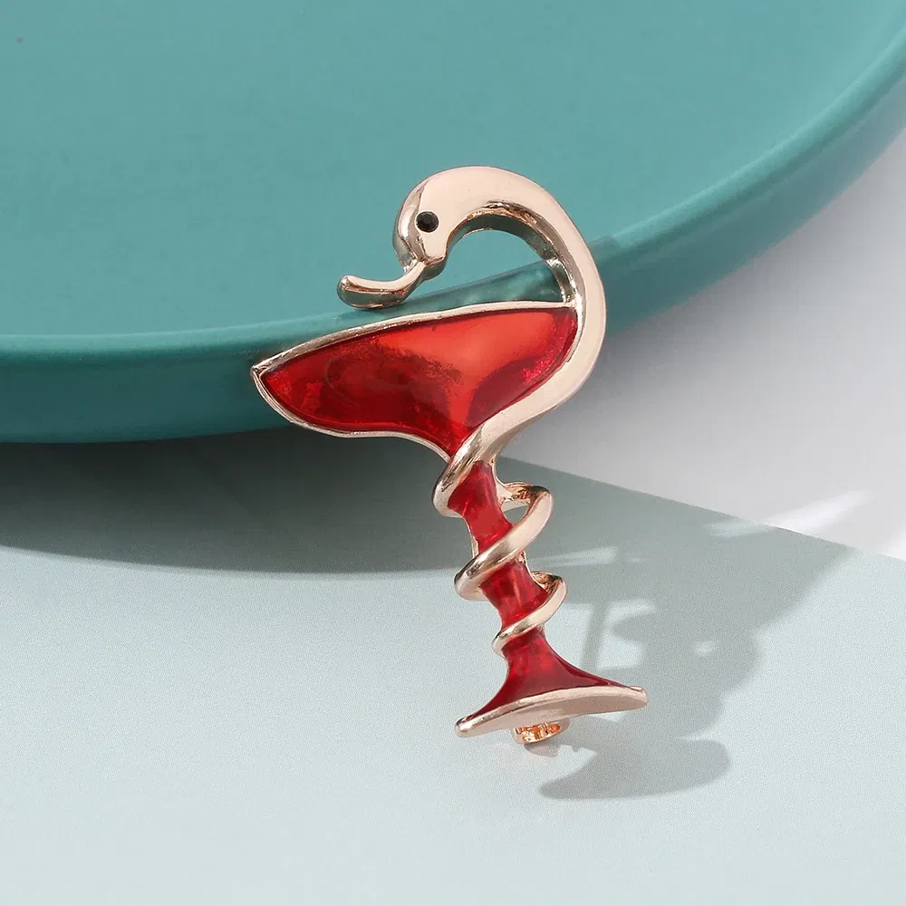 Metal color: Gold-color, Ships From: CHINA - Snake Cup Metal Enamel Brooch Red Green Trophy Memorial Cup Pins Animal Clubs Badge Gift For Women Men Jewelery