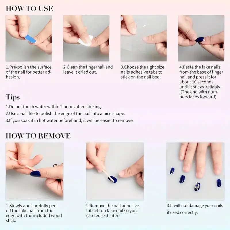 Color: WHITE - 10 pcs Luxury Handmade Press on Nails Middle Ballet Rozen Maiden Design False Nails with 4-PIECE Tool Adhesive Nail Glue Tabs