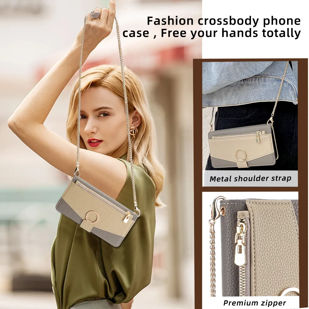 Color: black, Compatibility by Model: Galaxy A05s - Leather Phone Case for SAMSUNG Galaxy A05 A06 A16 A15 A36 A56 A26 5G Crossbody Wallet Case Flip Mirror Cover with Long Lanyard