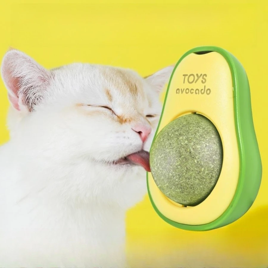 Color: Green Jade - Pet Toy Can Be Rotated Fun Self-hey Catnip Cat Toy Avocado Shape Catnip Cat Toys