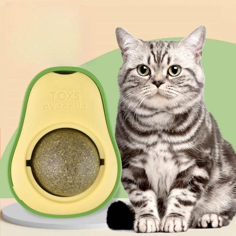 Color: Green Jade - Pet Toy Can Be Rotated Fun Self-hey Catnip Cat Toy Avocado Shape Catnip Cat Toys