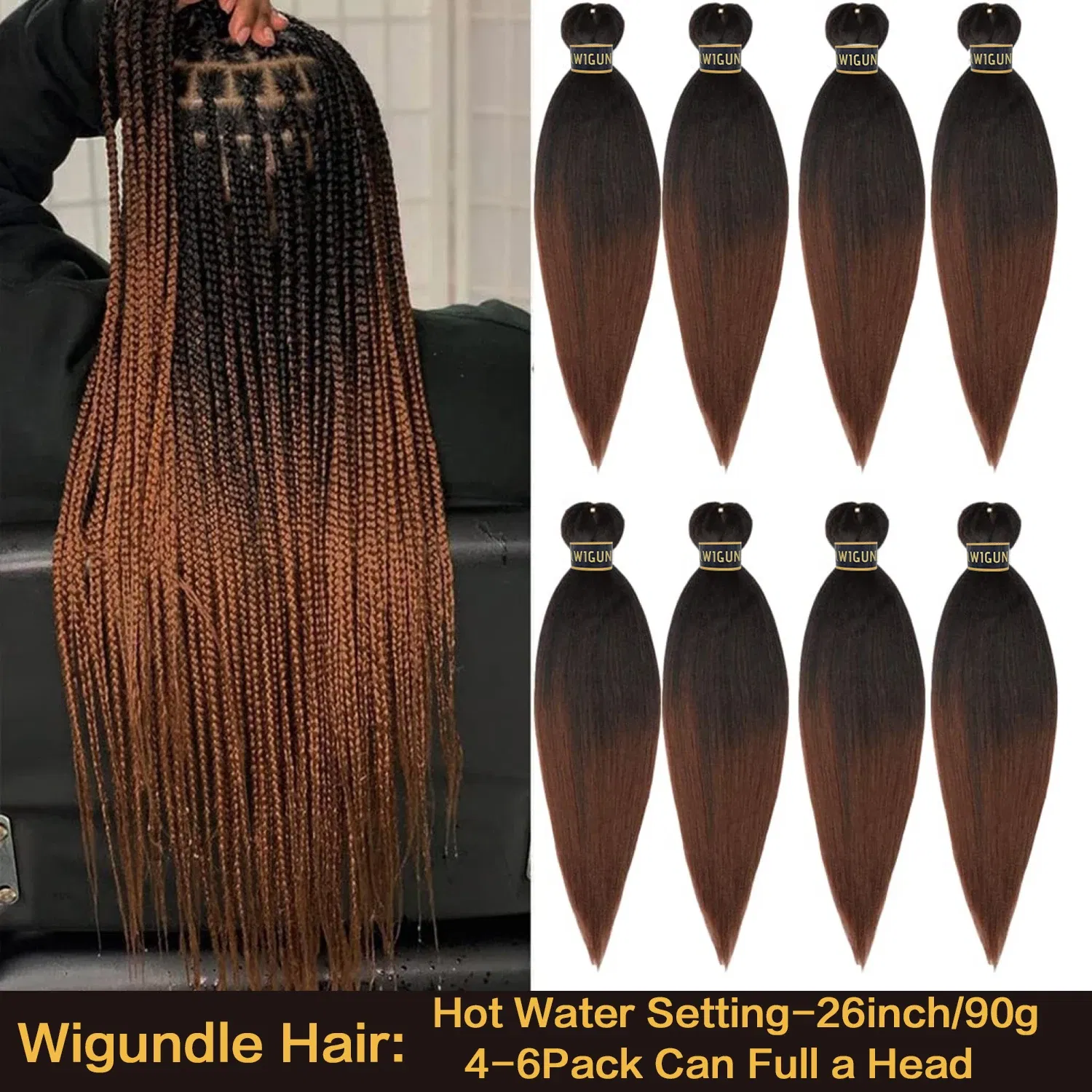 Color: P4/613, Stretched Length: 26inches, Bulk Buy: 3Pcs/Lot - Kanekalon 26inch Hot Water Set Pre Stretched Jumbo Braiding Hair Box Twist Braids Synthetic Hair Extensions For Women Soft Yaki