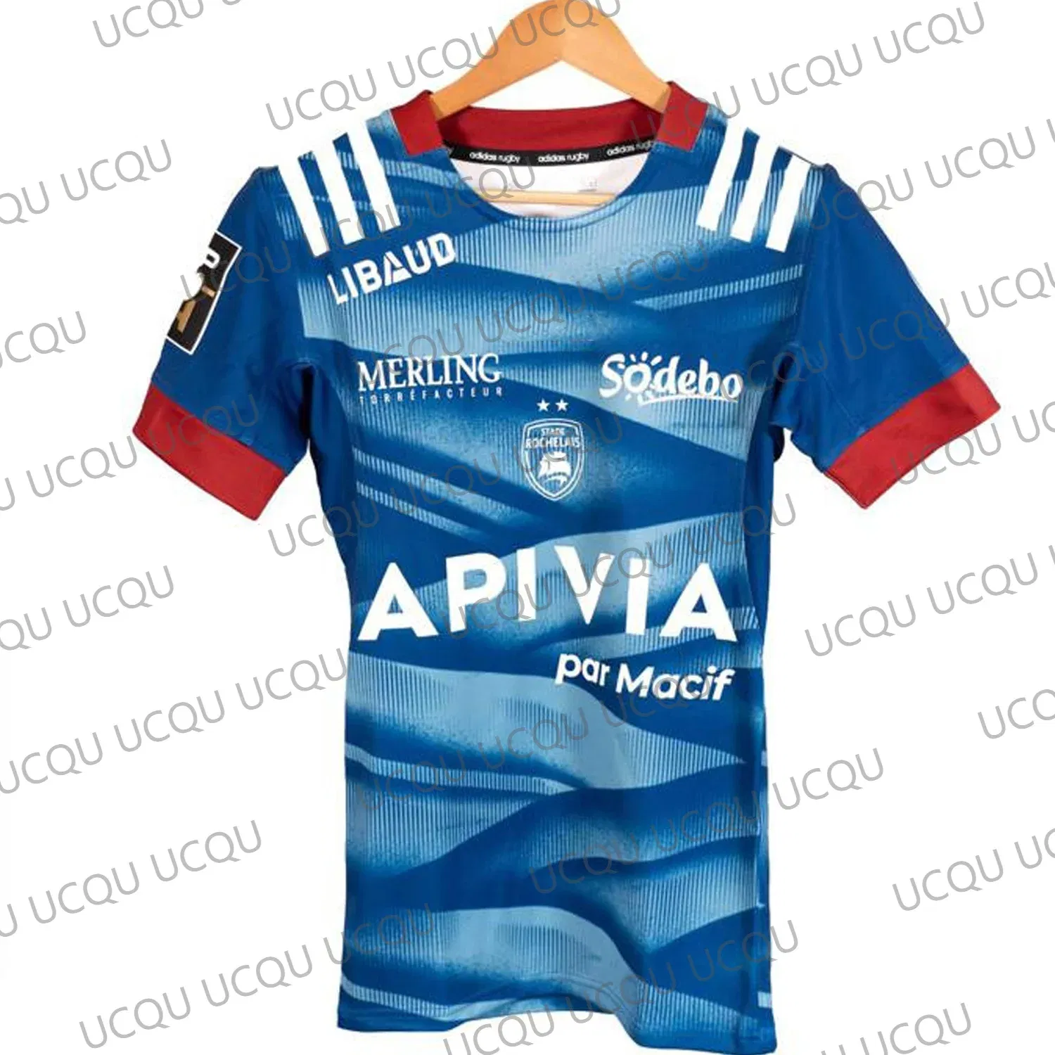 Color: SKY BLUE, Kid Size: 8 - 2025 New Arriavl France Rugly Jersey 24-25 Game Jersey Oversized Stade Rochelais  Football Short Sleeve Tops
