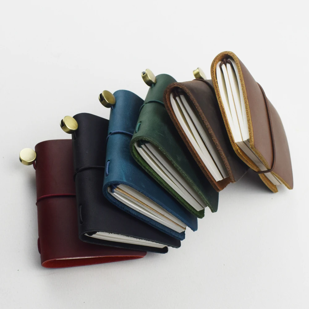 Color: Rose Red - 1pc Leather Pocket Notebook 60 Blank Inner Pages Note Book for Sketching, Quoting, Notes & Journals