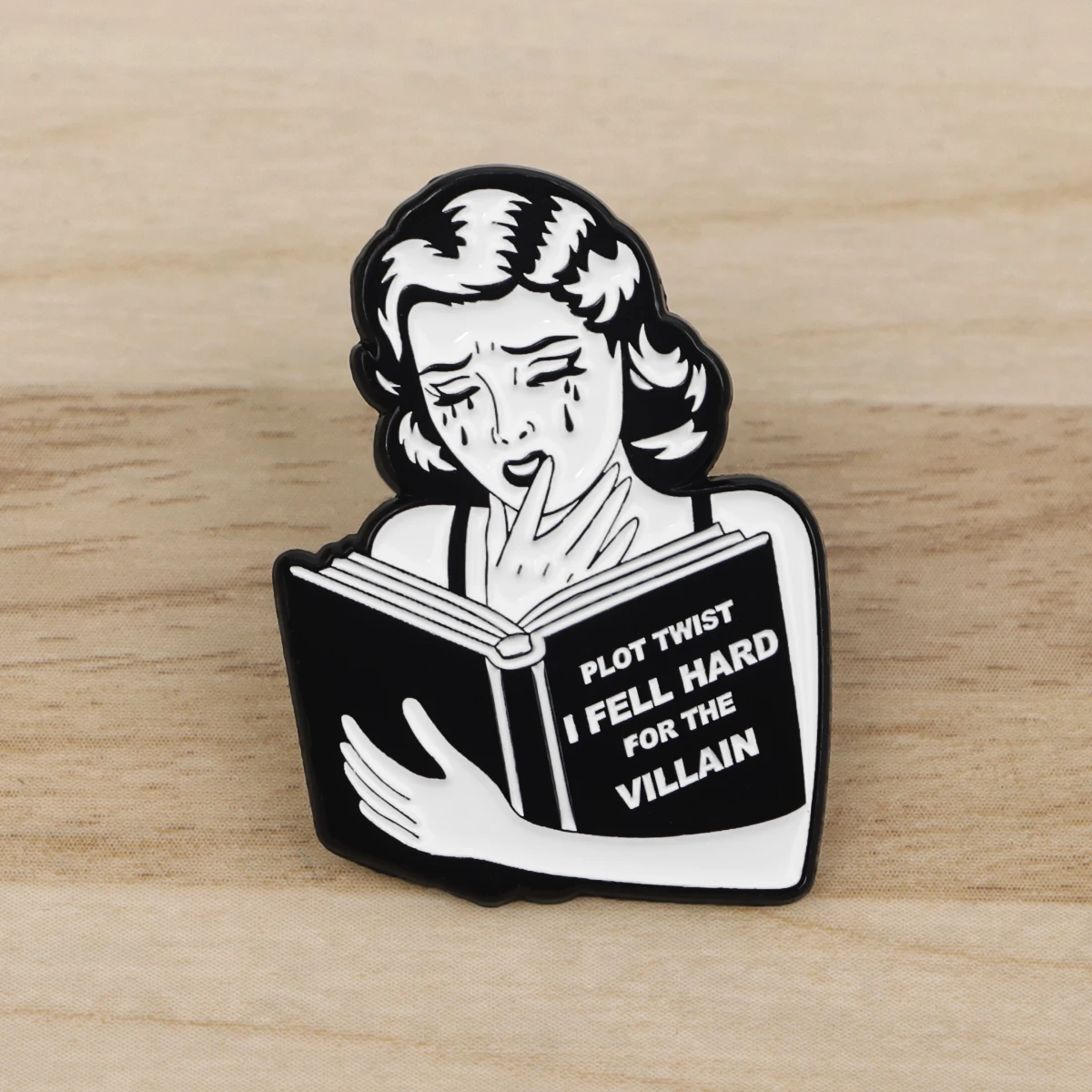 Metal color: Blue Zinc Plated, Color: WHITE, Main Stone Color: WHITE - Rose Enamel Pin Lapel Pins Badges on Backpack Women Funny Quotation Brooch Clothes Jewelry Fashion Accessories Gift