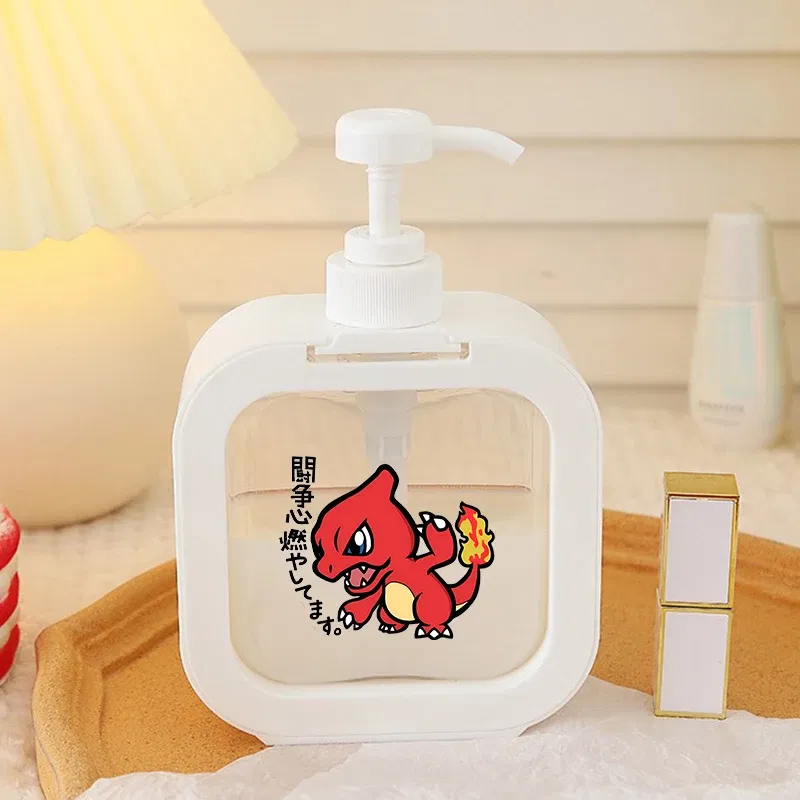 Color: Yellow - 1PCS Pokemons Soap Dispenser White Liquid Lotion Hand Pump Soap Dispenser Refillable Shampoo Bottle Plastic Hand Soap Dispenser