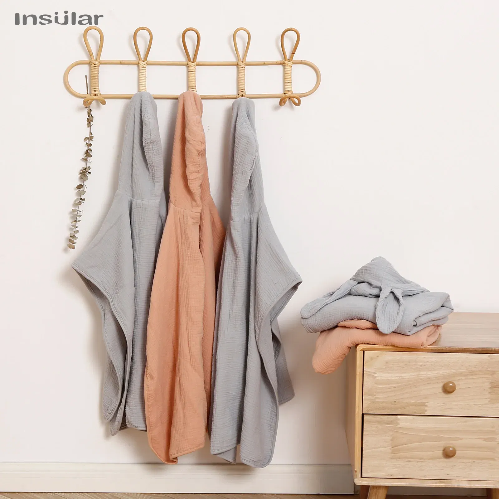 Color: black - Muslin Baby Hooded Poncho Towel Children's Hooded Bath Towel Soft Kids Beach Bathing Stuff Infant Washcloth