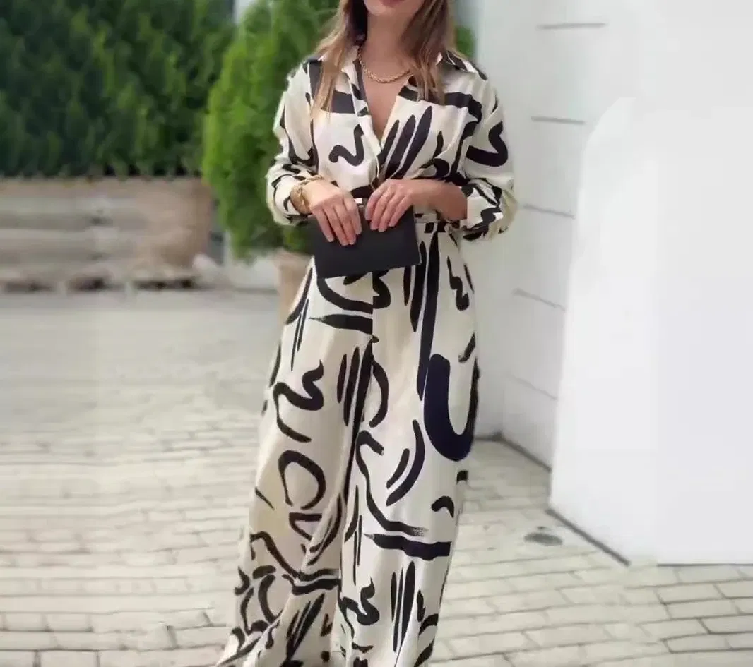 Color: WHITE, Size: M - Womens Jumpsuits Streetwear High Waisted Casual Floral Loose Fitting Long Sleeved Conjoined Body Wide Leg Pants Summer 2024 New
