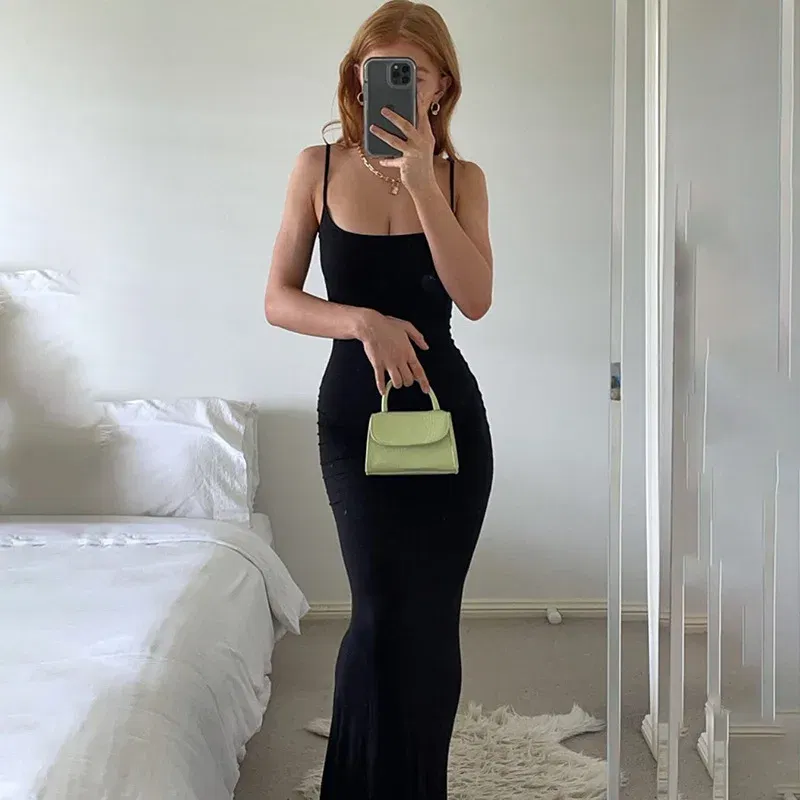 Color: Pink, Size: L - Satin Slip Sleeveless Backless Maxi Dress Women 2023 Y2K Summer Bodycon Elegant Sexy Outfits Ladies Birthday Party Club Sundress