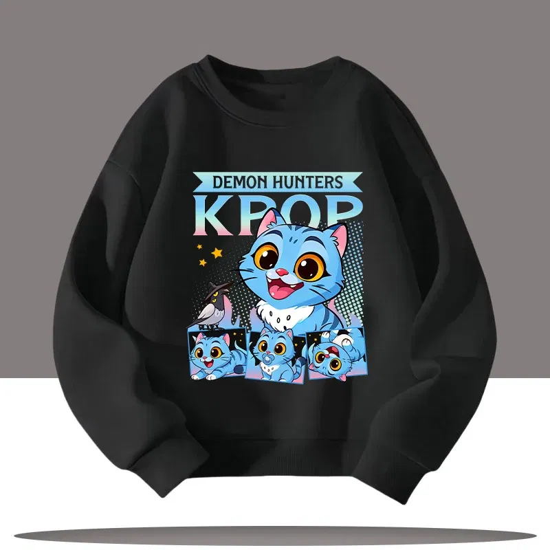 Color: Brown, Kid Size: 6 - Children's Clothing K-pop Demon Hunters Cartoon Print 3-12 Year Old New Style Kids Round-neck Sport Shirt Cute Girl Casual Top