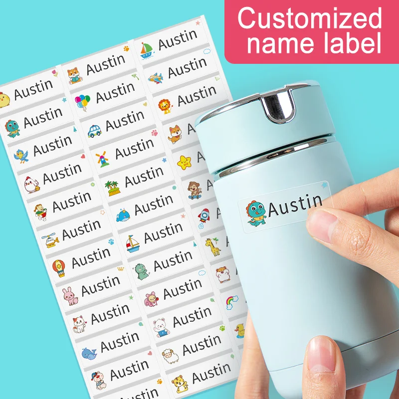 Color: plum, Size: 3cm - Custom Waterproof Transparent Name Stickers - Personalized Multilingual Labels for Kids School Supplies (Hebrew/English/Spanish)