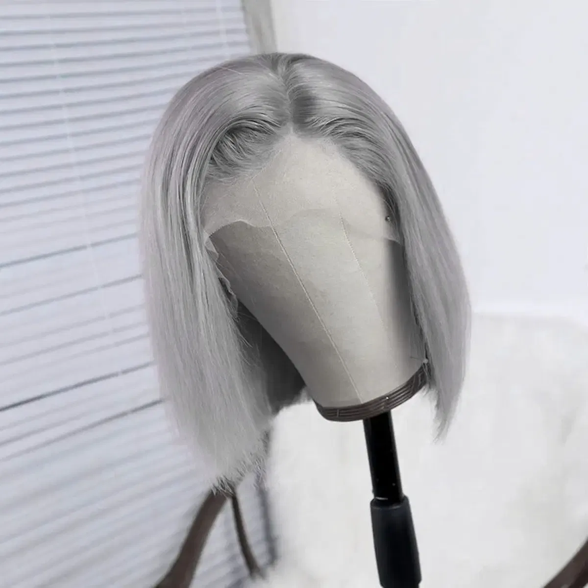 Hair Color: Grey, Stretched Length: 16inches, Density: 200% - Grey Straight Short Bob Wig Human Hair 13x4 Lace Front Frontal Wig 200 Density Sliver Gray Bob Lace Front Human Hair Wigs