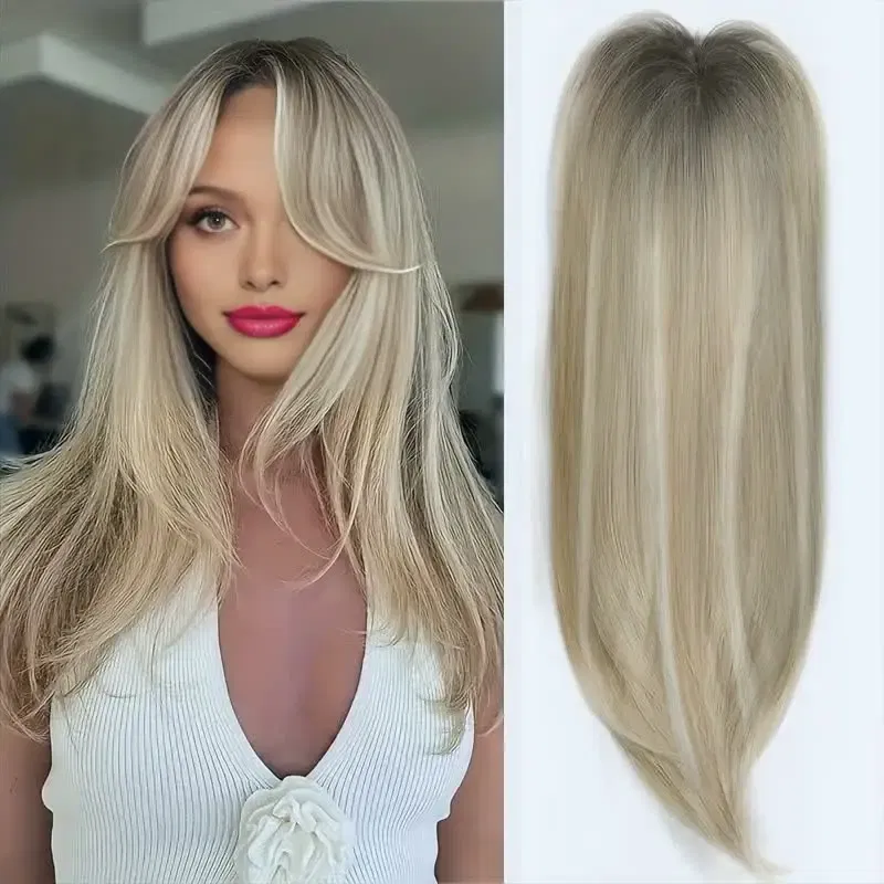 Color: #5, Stretched Length: 22inches - 22 inch top wig block hairpiece wig piece with clip ladies wig heat resistant fiber suitable for beginners daily wear
