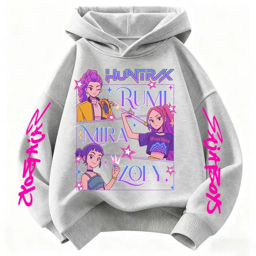 Color: Red, Kid Size: 3T - Children's Hoodies KPop Demon Hunters tops Boy Girls Coat Casual Toddle Sweatshirr white pink child 3-12 year the Spring Autumn