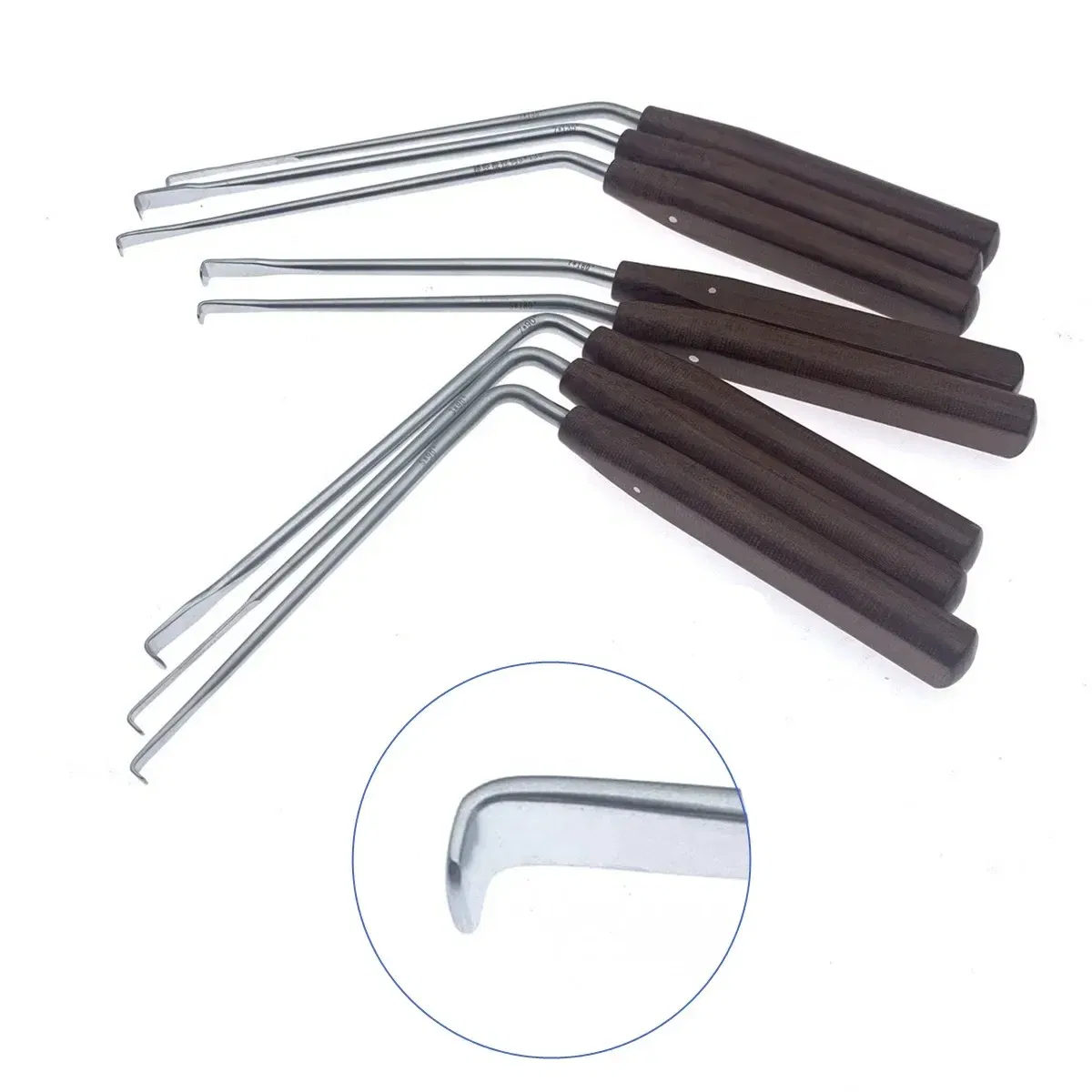 Color: black - Nerve Root Hook Retractor with wooden handle brain Bone Retractor Stainless Steel nerve pull hook