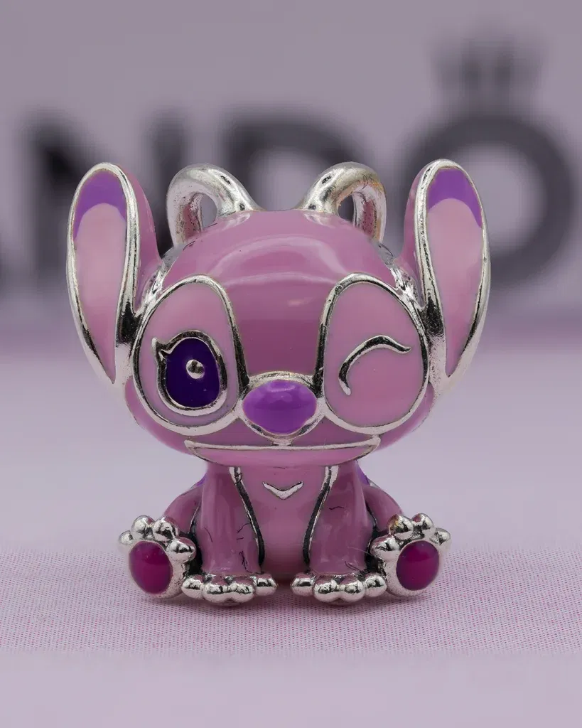 Gem Color: WHITE - S925 Silver Jewelry Stitch and Angel Charms Disney Series Bead 1:1 Model with Logo Fit Pandora Bracelet Women Diy Making Jewelry
