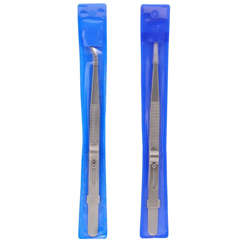 Color: CYAN - Jewelry Stainless Steel Tweezers Professional Adjustable Slide lock Antistatic Tweezers For Diy Diamond Gem Repair Tools