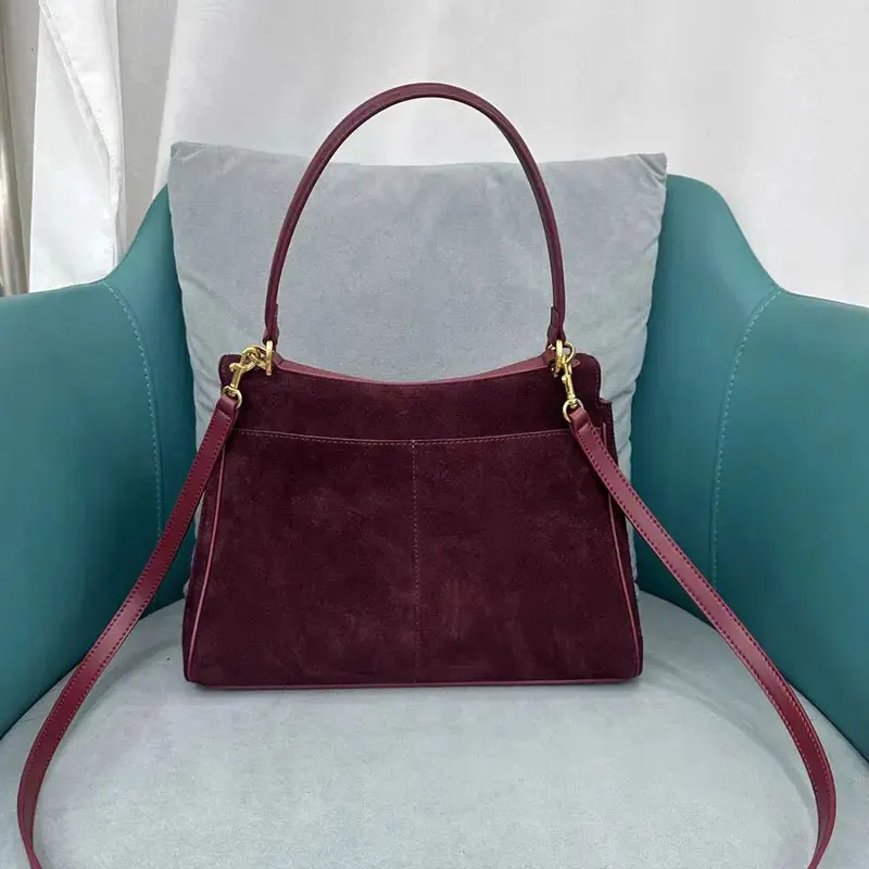 Color: GRAY, Size: M - Luxury Design Women Tote Bag Suede Shoulder Bag High Quality Fashion Brown Ladies Handbag Large Capacity Versatile