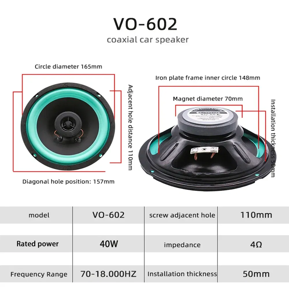 Size: 7" - 4/5/6.5 Inch Car Speakers HiFi Coaxial Subwoofer Universal Automotive Audio Music Full Range Frequency Car Stereo Speaker 1pcs